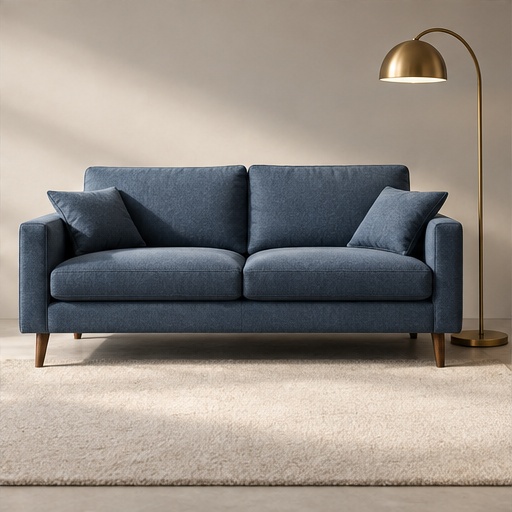A sofa and floor lamp